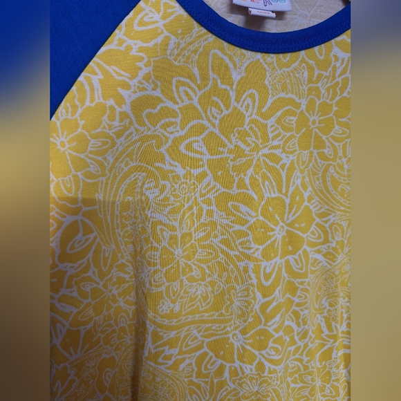 LuLaRoe Blue and Yellow Short Sleeve Tee - Picture 2 of 3